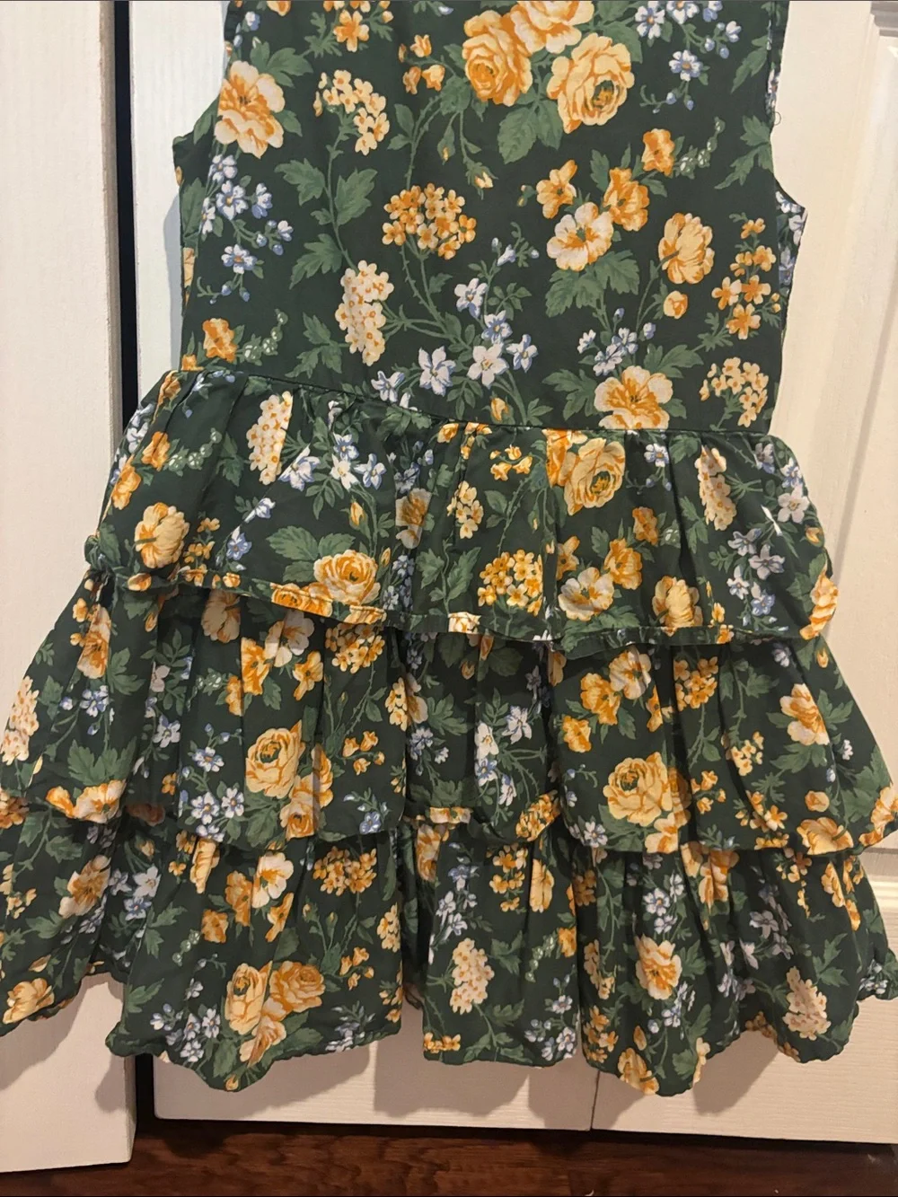 Janie and Jack Green Floral Tiered Ruffle Dress